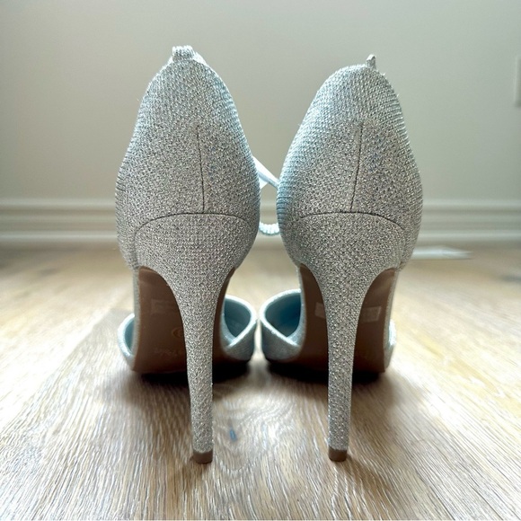 NWT Dream Pairs Silver Pumps Oppointed Lacey Pointed Toe Shoes w/Ankle Strap - 8 - Picture 15 of 16